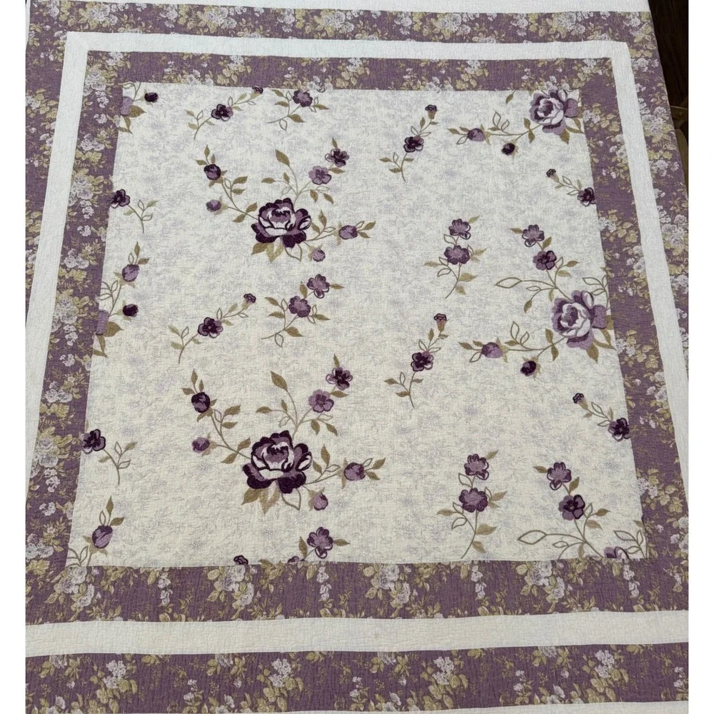 Better Homes & Gardens Purple Blossom Quilt & Sham Set Floral Rose Full/Queen